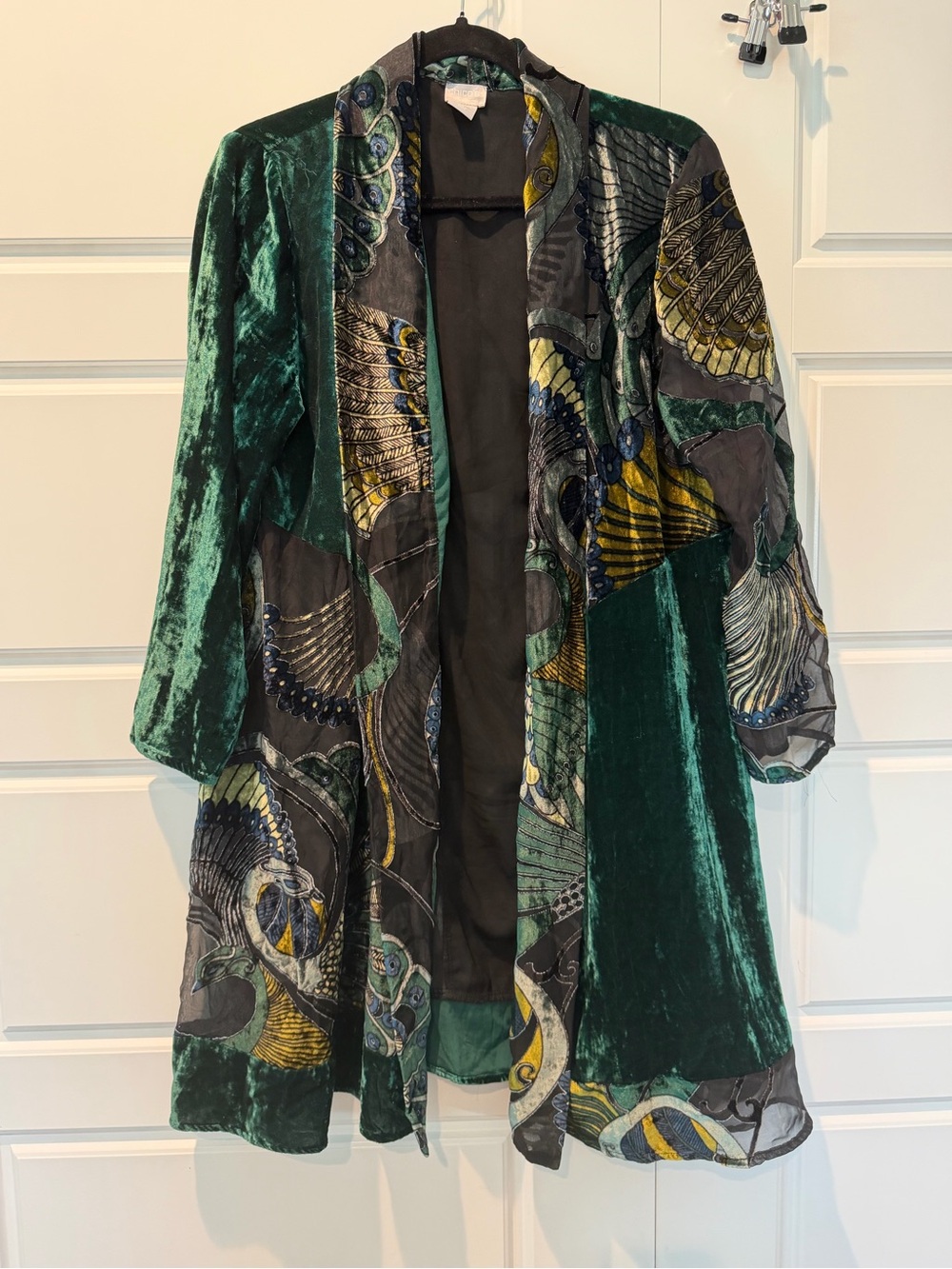 Chicos Travelers Collection Peacock Burnout Kimono Cardigan Womens Size 3
